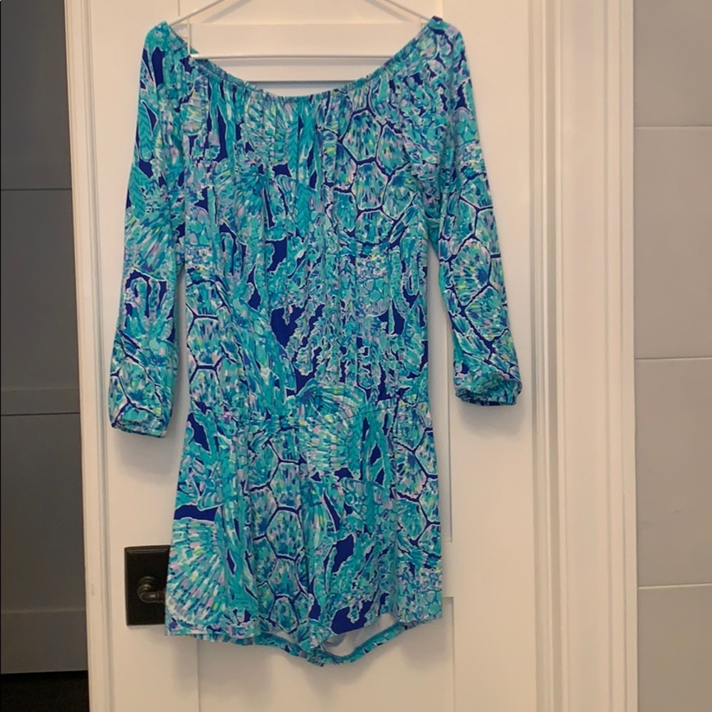 Lilly Pulitzer off the shoulder long sleeve romper